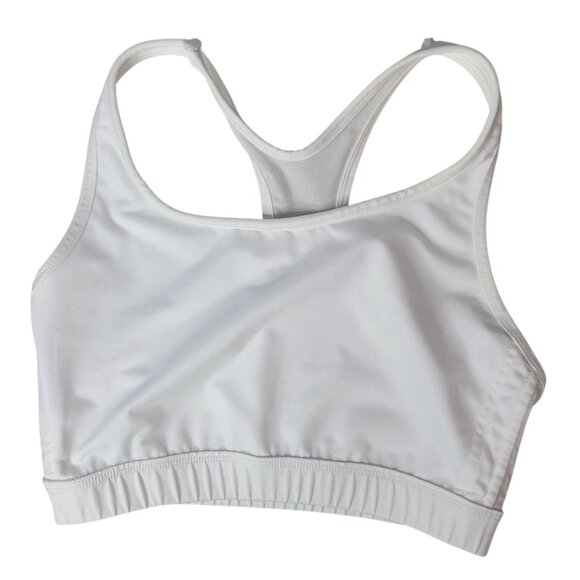 Adidas Unpadded Sports Bra White Large Lined Racerback Pullover Logo Full AF5001 - Picture 5 of 7